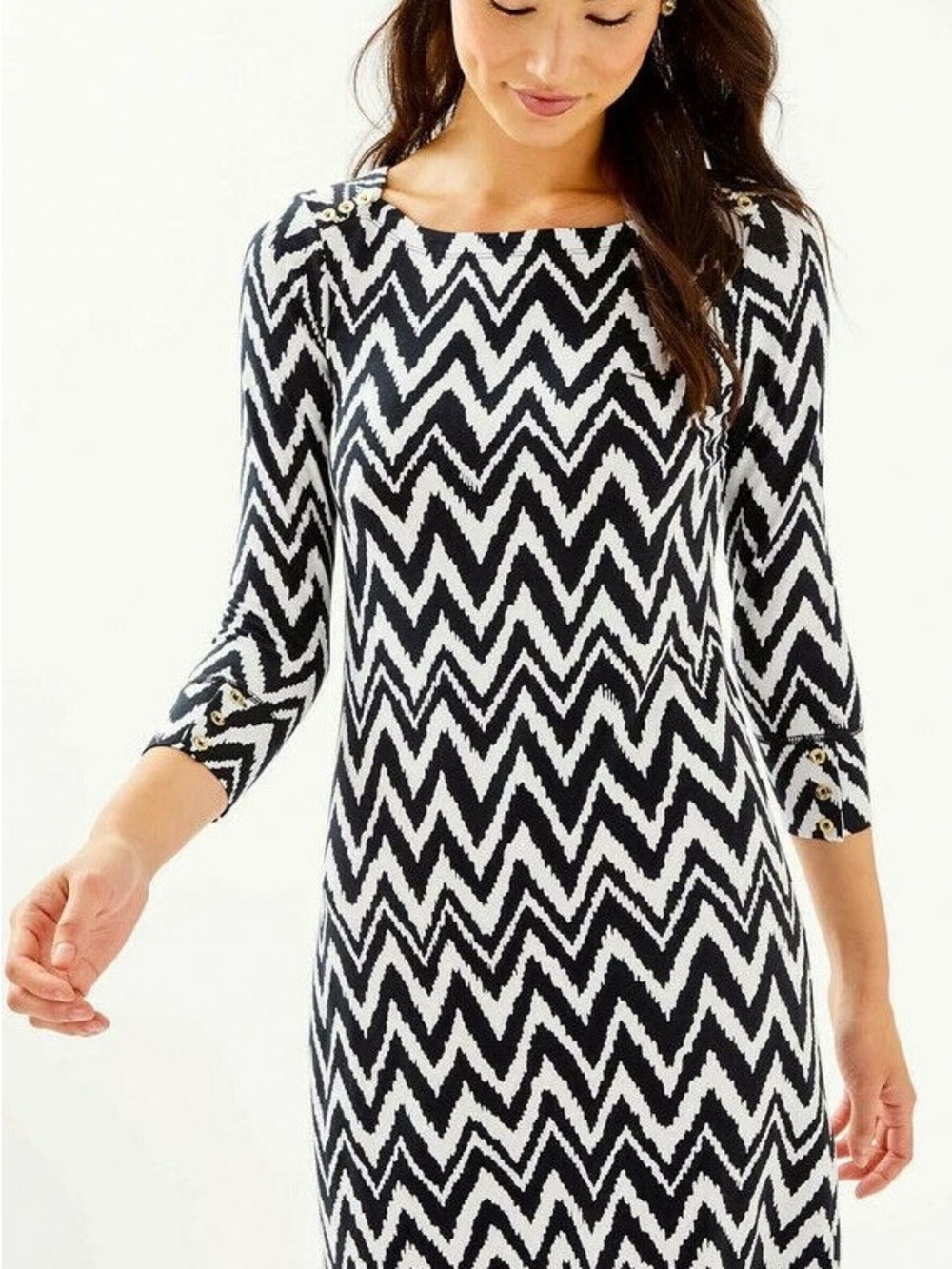 Lilly Pulitzer Sophie UPF 50 Onyx Get Your Chev On Solsafe Jersey Tunic Dress